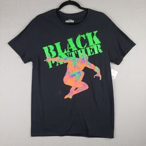 Marvel The Black Panther Men's Size M Graphic Tee Shirt Black & Neon Wakanda NWT